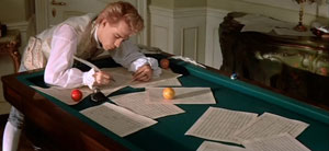 Mozart rolling balls on billiard table to get a good melody